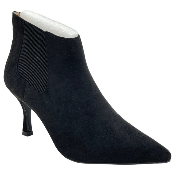 Journee Collection Elitta Black Microsuede Fabric Womens Ankle Booties size 8.5M - Picture 1 of 15